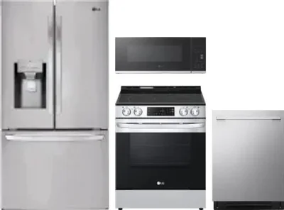 4 Piece Package Includes Refrigerator, Range, Microwave And Dishwasher