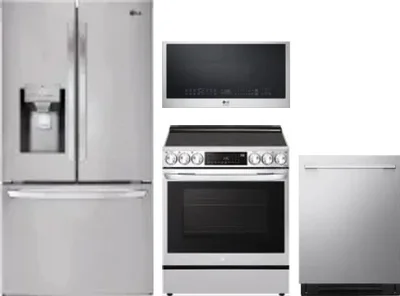 4 Piece Package Includes Refrigerator, Range, Microwave And Dishwasher