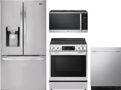 4 Piece Package Includes Refrigerator, Range, Microwave And Dishwasher