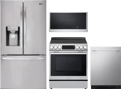 4 Piece Package Includes Refrigerator, Range, Microwave And Dishwasher