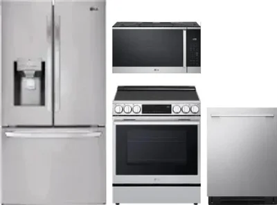 4 Piece Package Includes Refrigerator, Range, Microwave And Dishwasher