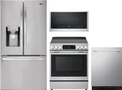 4 Piece Package Includes Refrigerator, Range, Microwave And Dishwasher