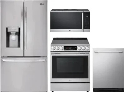 4 Piece Package Includes Refrigerator, Range, Microwave And Dishwasher