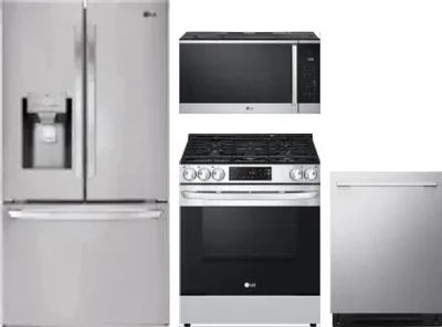 4 Piece Package Includes Refrigerator, Range, Microwave And Dishwasher