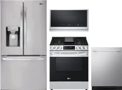 4 Piece Package Includes Refrigerator, Range, Microwave And Dishwasher
