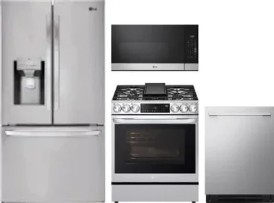 4 Piece Package Includes Refrigerator, Range, Microwave And Dishwasher