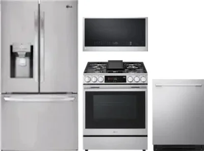 4 Piece Package Includes Refrigerator, Range, Microwave And Dishwasher