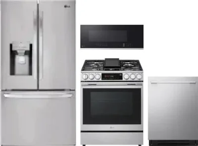4 Piece Package Includes Refrigerator, Range, Microwave And Dishwasher