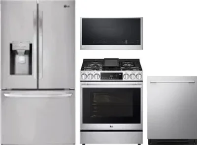 4 Piece Package Includes Refrigerator, Range, Microwave And Dishwasher