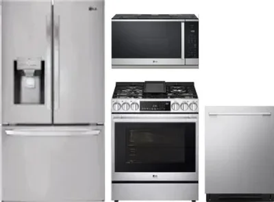 4 Piece Package Includes Refrigerator, Range, Microwave And Dishwasher