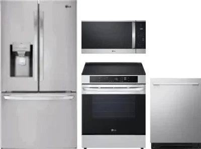 4 Piece Package Includes Refrigerator, Range, Microwave And Dishwasher