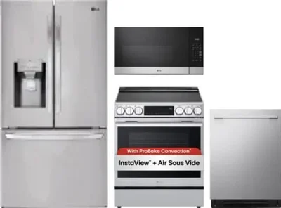 4 Piece Package Includes Refrigerator, Range, Microwave And Dishwasher
