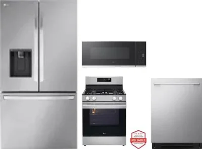 4 Piece Package Includes Refrigerator, Range, Microwave And Dishwasher