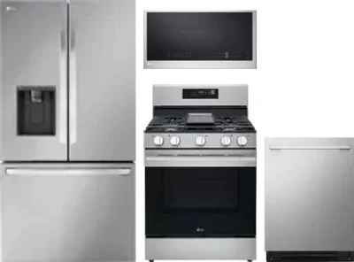 4 Piece Package Includes Refrigerator, Range, Microwave And Dishwasher