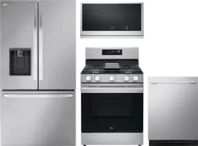 4 Piece Package Includes Refrigerator, Range, Microwave And Dishwasher