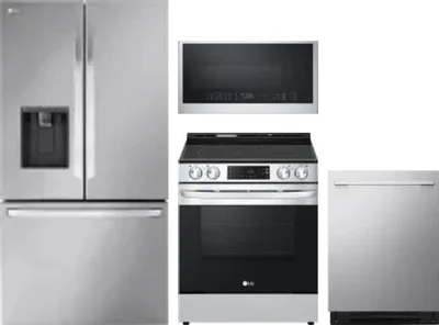 4 Piece Package Includes Refrigerator, Range, Microwave And Dishwasher