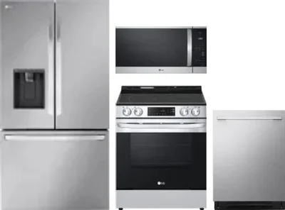 4 Piece Package Includes Refrigerator, Range, Microwave And Dishwasher