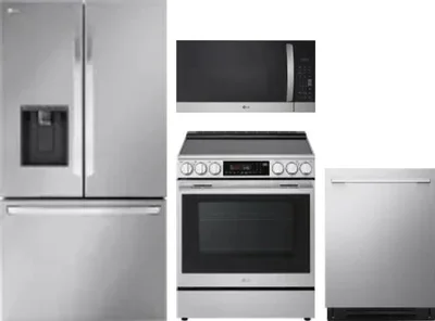 4 Piece Package Includes Refrigerator, Range, Microwave And Dishwasher