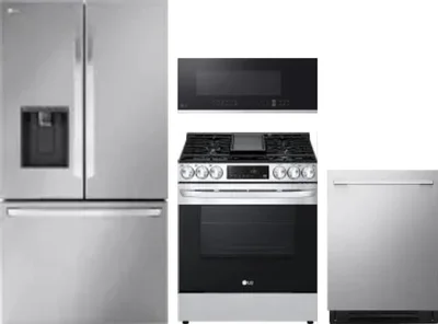 4 Piece Package Includes Refrigerator, Range, Microwave And Dishwasher