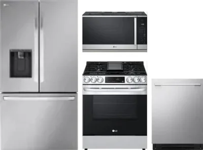 4 Piece Package Includes Refrigerator, Range, Microwave And Dishwasher