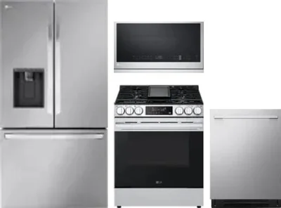 4 Piece Package Includes Refrigerator, Range, Microwave And Dishwasher
