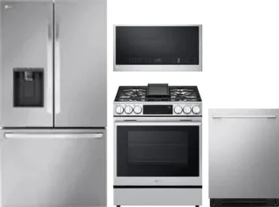 4 Piece Package Includes Refrigerator, Range, Microwave And Dishwasher