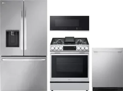 4 Piece Package Includes Refrigerator, Range, Microwave And Dishwasher