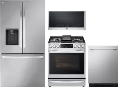 4 Piece Package Includes Refrigerator, Range, Microwave And Dishwasher