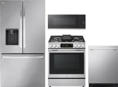 4 Piece Package Includes Refrigerator, Range, Microwave And Dishwasher