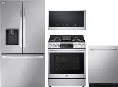 4 Piece Package Includes Refrigerator, Range, Microwave And Dishwasher