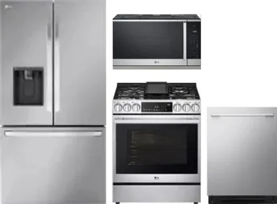 4 Piece Package Includes Refrigerator, Range, Microwave And Dishwasher