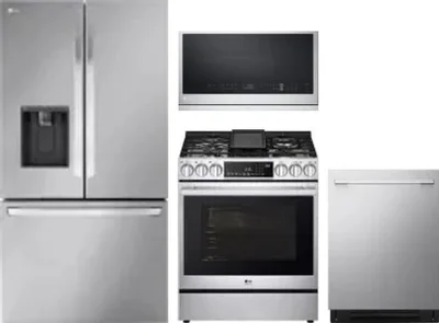 4 Piece Package Includes Refrigerator, Range, Microwave And Dishwasher