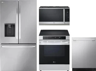 4 Piece Package Includes Refrigerator, Range, Microwave And Dishwasher