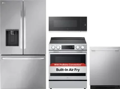 4 Piece Package Includes Refrigerator, Range, Microwave And Dishwasher