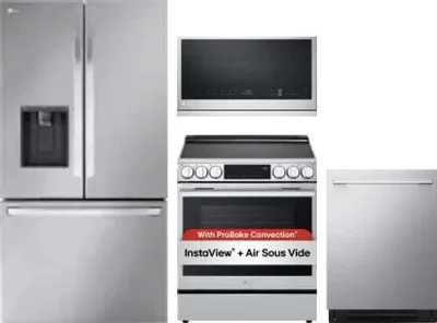 4 Piece Package Includes Refrigerator, Range, Microwave And Dishwasher