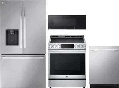 4 Piece Package Includes Refrigerator, Range, Microwave And Dishwasher