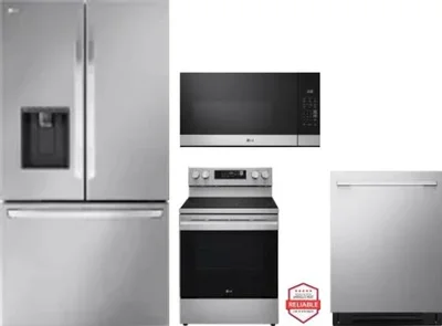 4 Piece Package Includes Refrigerator, Range, Microwave And Dishwasher