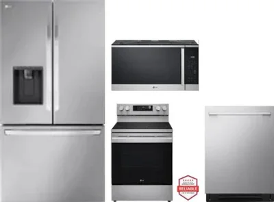 4 Piece Package Includes Refrigerator, Range, Microwave And Dishwasher