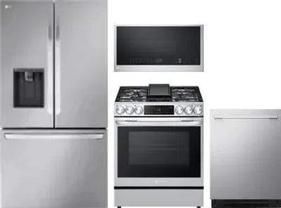 4 Piece Package Includes Refrigerator, Range, Microwave And Dishwasher