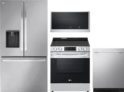 4 Piece Package Includes Refrigerator, Range, Microwave And Dishwasher
