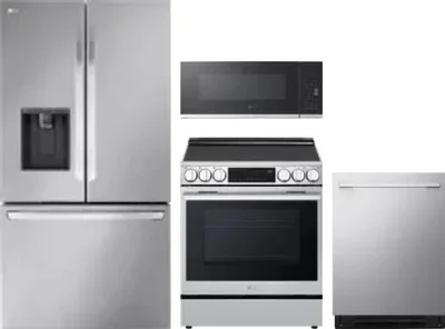4 Piece Package Includes Refrigerator, Range, Microwave And Dishwasher