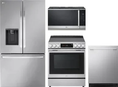 4 Piece Package Includes Refrigerator, Range, Microwave And Dishwasher