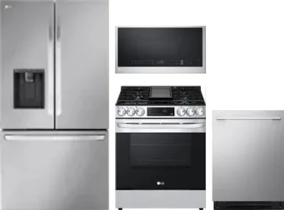 4 Piece Package Includes Refrigerator, Range, Microwave And Dishwasher