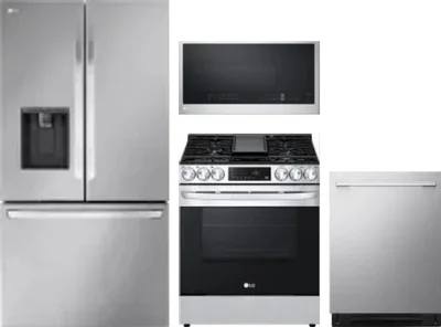 4 Piece Package Includes Refrigerator, Range, Microwave And Dishwasher