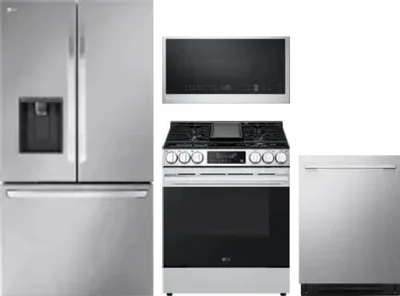 4 Piece Package Includes Refrigerator, Range, Microwave And Dishwasher