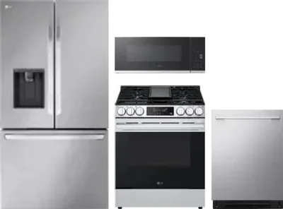 4 Piece Package Includes Refrigerator, Range, Microwave And Dishwasher