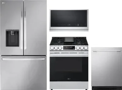 4 Piece Package Includes Refrigerator, Range, Microwave And Dishwasher