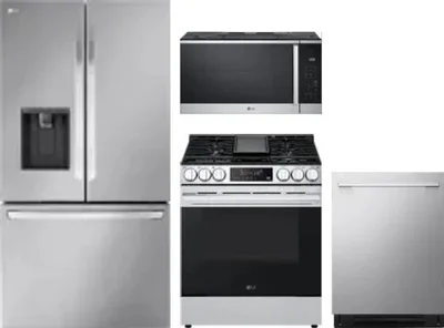 4 Piece Package Includes Refrigerator, Range, Microwave And Dishwasher