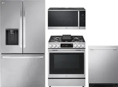 4 Piece Package Includes Refrigerator, Range, Microwave And Dishwasher