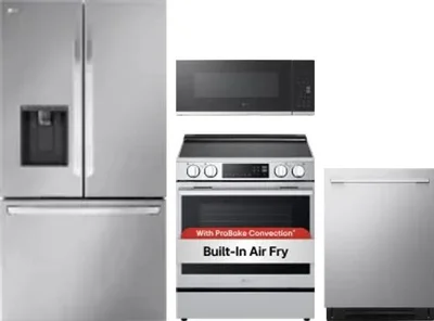 4 Piece Package Includes Refrigerator, Range, Microwave And Dishwasher